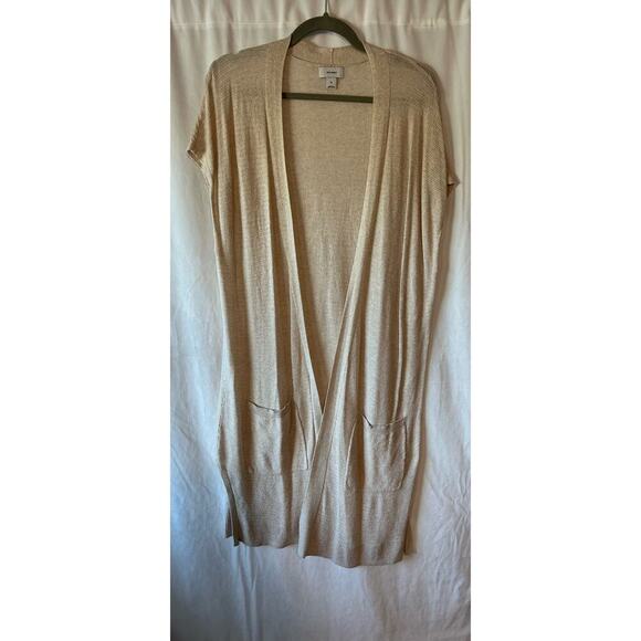 Old Navy Women's Size XL Beige Sleeveless Open Front Vest 2 pockets - Picture 1 of 3